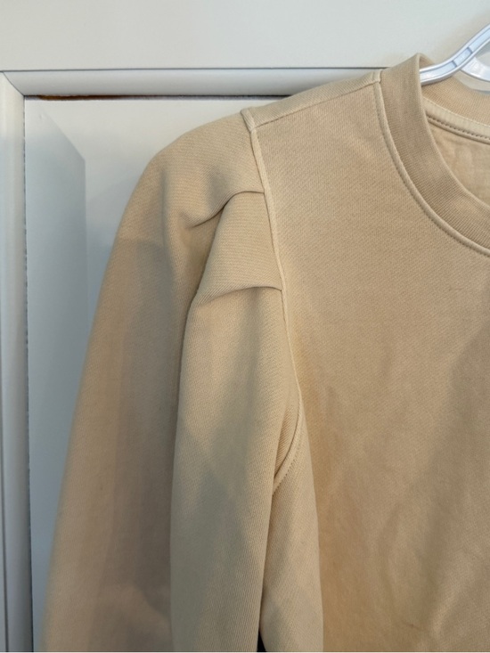 Marine Layer Enya Puff Sleeve Sweatshirt Beige Crewneck Cotton S 25229 - Picture 8 of 15